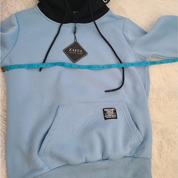 Zaful Forever Young Blue And Black Classic Rostory Child Hoodie SZ 6 NWT - Picture 10 of 11
